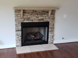 natural stone tile fireplace installation residential